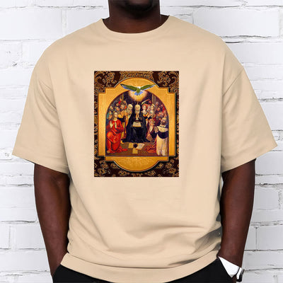 Christianartworkshop Classic Style Holy Spirit Apostles Saint Virgin Mary Short Sleeve T-shirt