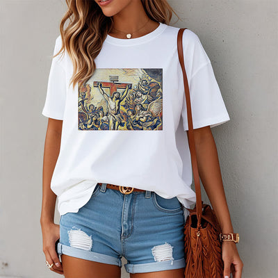 Christianartworkshop Classic Style Crucifixion of Jesus Classic Short Sleeve T-shirt