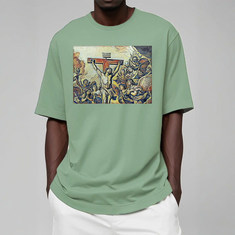 Christianartworkshop Classic Style Crucifixion of Jesus Classic Short Sleeve T-shirt