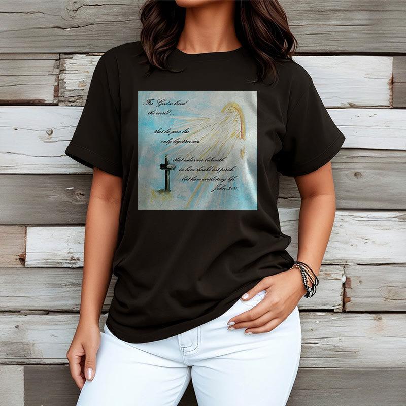 Christianartworkshop Classic Style For God so Loved the World  Short Sleeve T-shirt