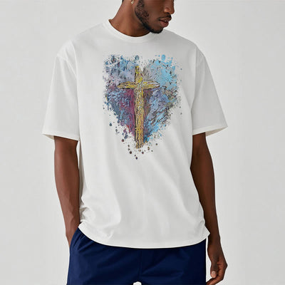 Christianartworkshop Classic Style Cross my Heart Short Sleeve T-shirt
