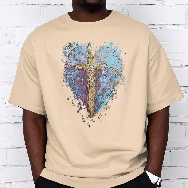 Christianartworkshop Classic Style Cross my Heart Short Sleeve T-shirt