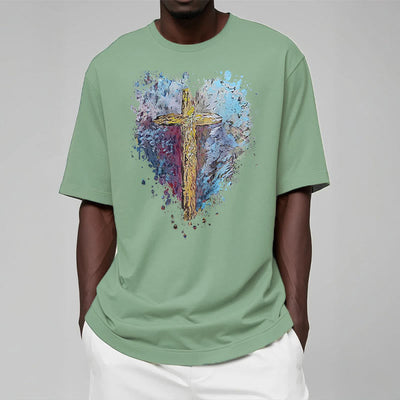 Christianartworkshop Classic Style Cross my Heart Short Sleeve T-shirt