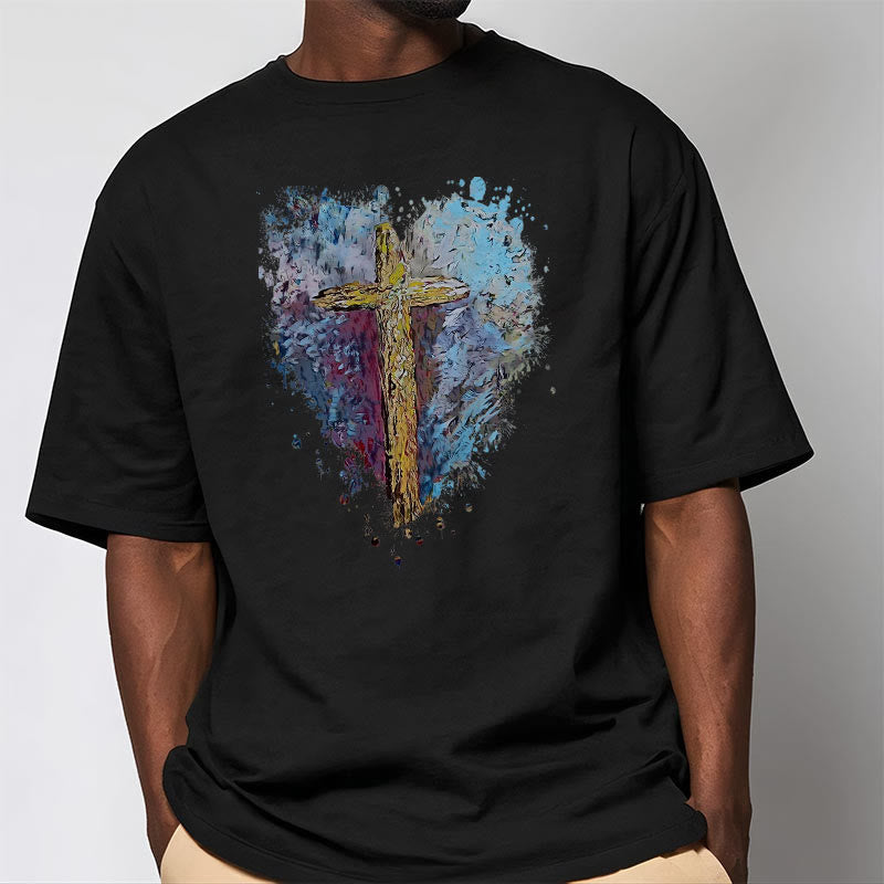 Christianartworkshop Classic Style Cross my Heart Short Sleeve T-shirt