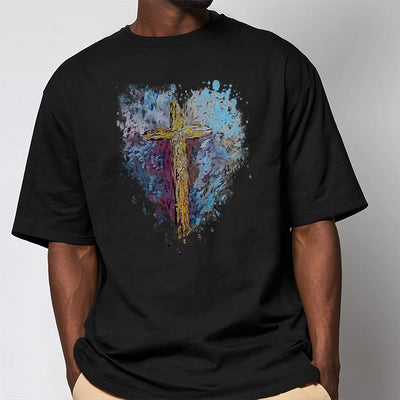 Christianartworkshop Classic Style Cross my Heart Short Sleeve T-shirt