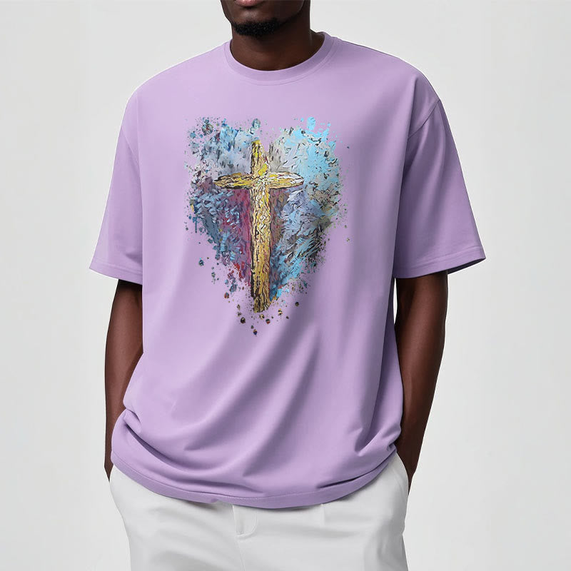 Christianartworkshop Classic Style Cross my Heart Short Sleeve T-shirt