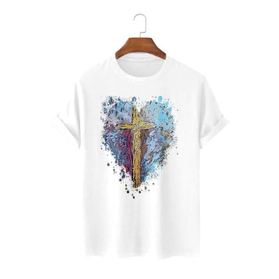 Christianartworkshop Classic Style Cross my Heart Short Sleeve T-shirt
