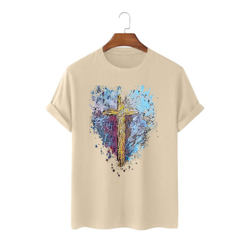 Christianartworkshop Classic Style Cross my Heart Short Sleeve T-shirt