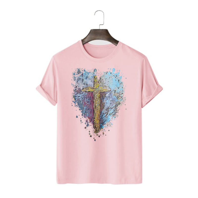 Christianartworkshop Classic Style Cross my Heart Short Sleeve T-shirt