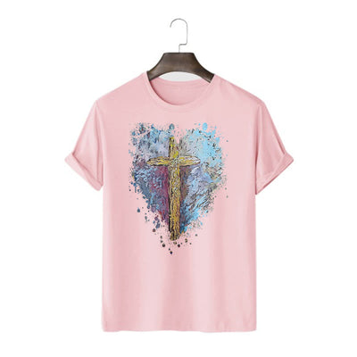 Christianartworkshop Classic Style Cross my Heart Short Sleeve T-shirt
