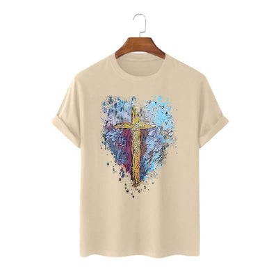 Christianartworkshop Classic Style Cross my Heart Short Sleeve T-shirt
