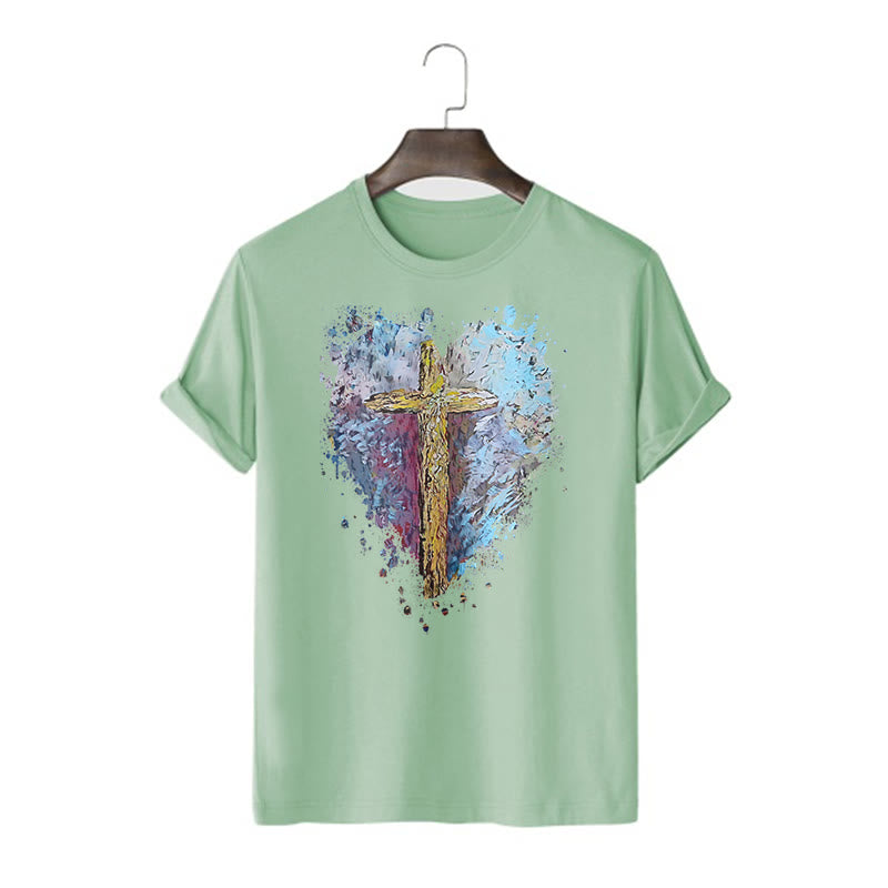 Christianartworkshop Classic Style Cross my Heart Short Sleeve T-shirt