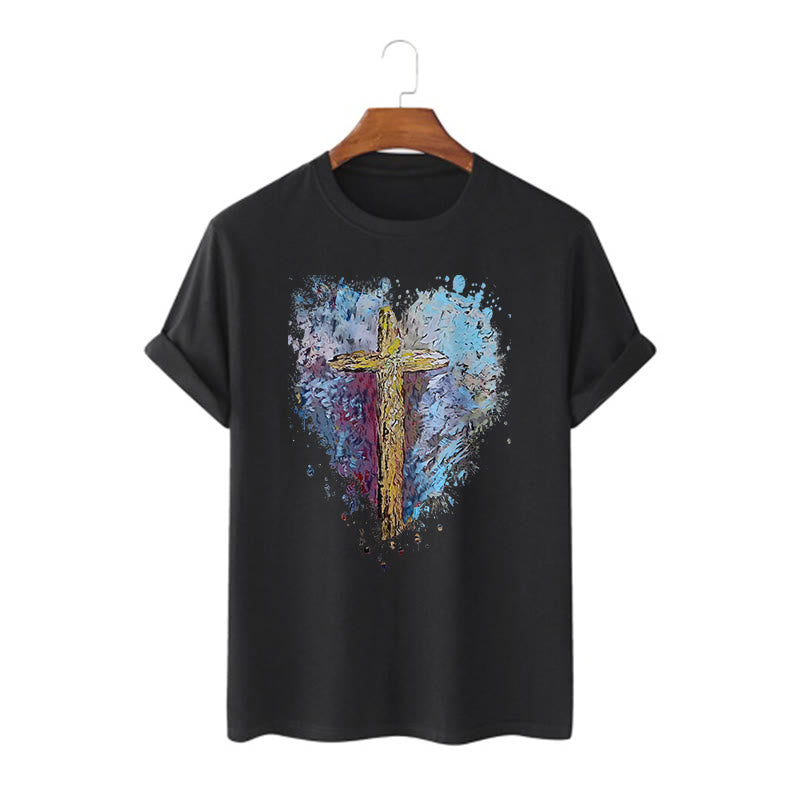 Christianartworkshop Classic Style Cross my Heart Short Sleeve T-shirt