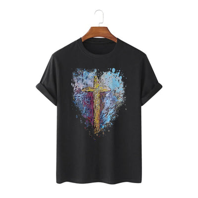 Christianartworkshop Classic Style Cross my Heart Short Sleeve T-shirt