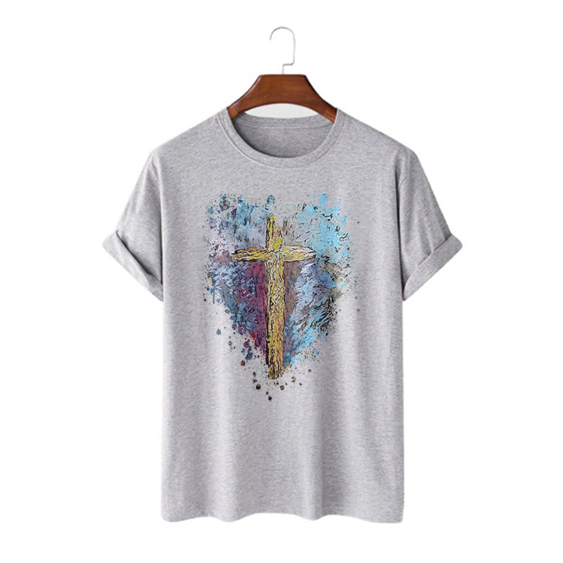 Christianartworkshop Classic Style Cross my Heart Short Sleeve T-shirt