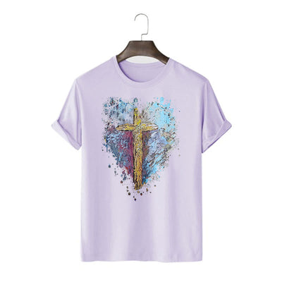 Christianartworkshop Classic Style Cross my Heart Short Sleeve T-shirt