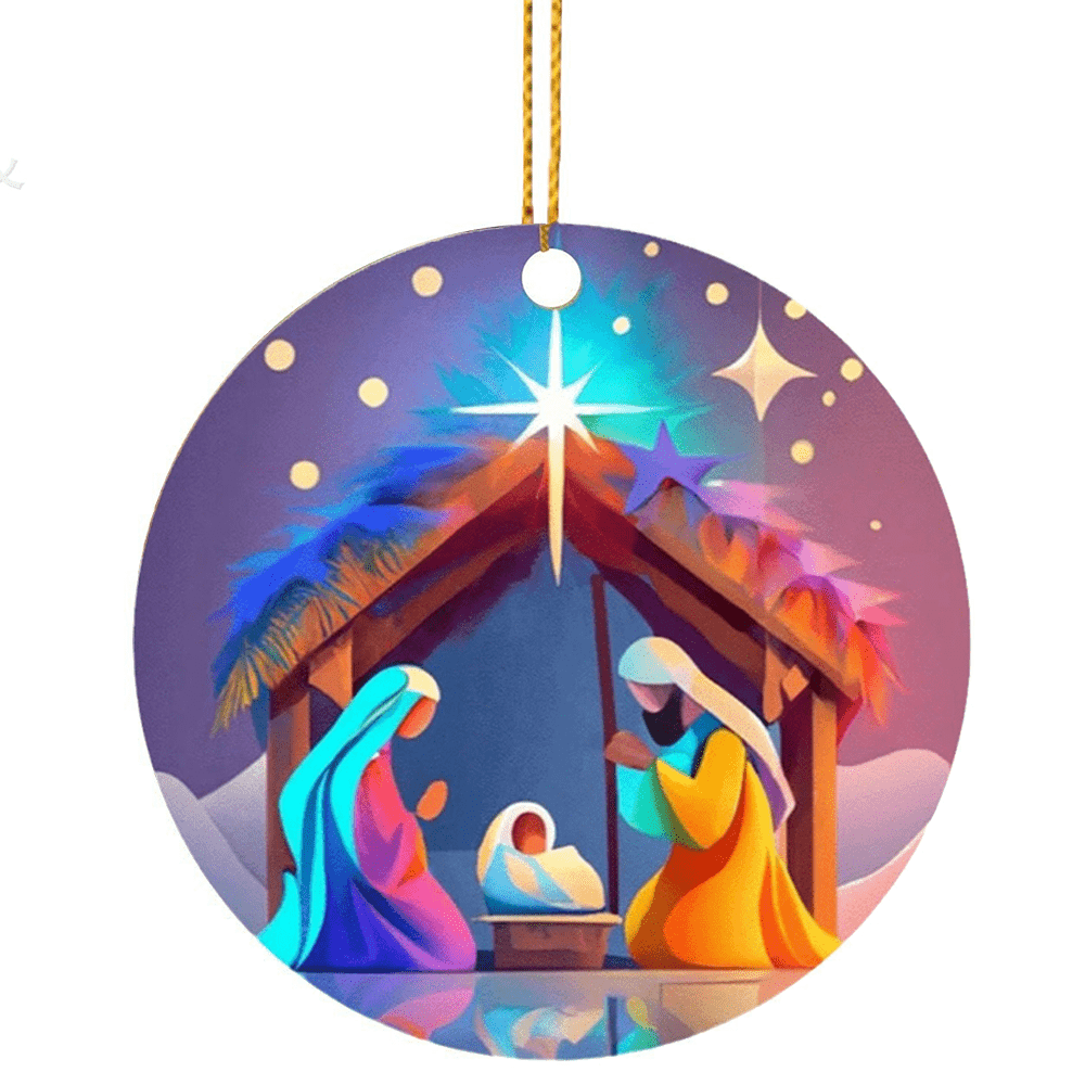 Christianartworkshop Abstract Cartoon Style Nativity Blessing Christmas Hanging Ornaments C