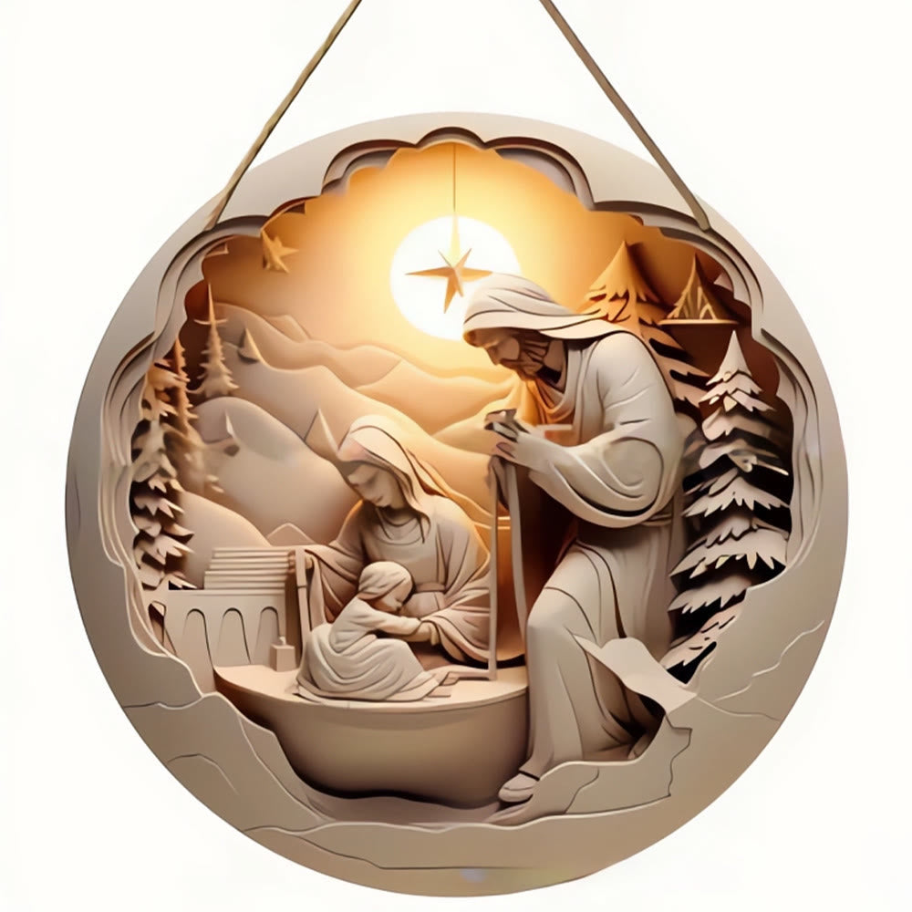 Christianartworkshop Realistic Sculpture Styles Holy Family Nativity Hanging Ornaments D