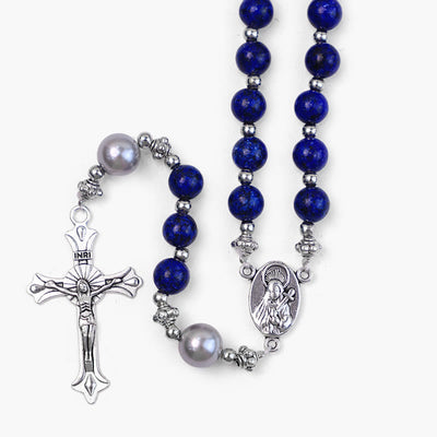 Christianartworkshop Natural Stone & Pearl Miraculous Medal Prayer Rosary