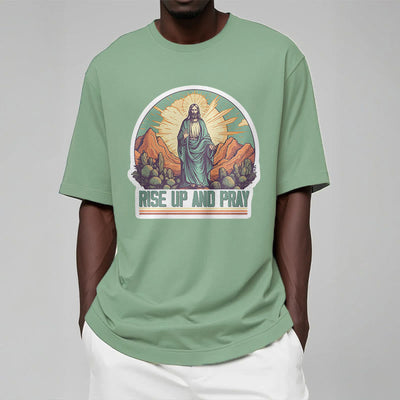 Christianartworkshop Classic Style Rise Up and Pray Short Sleeve T-shirt