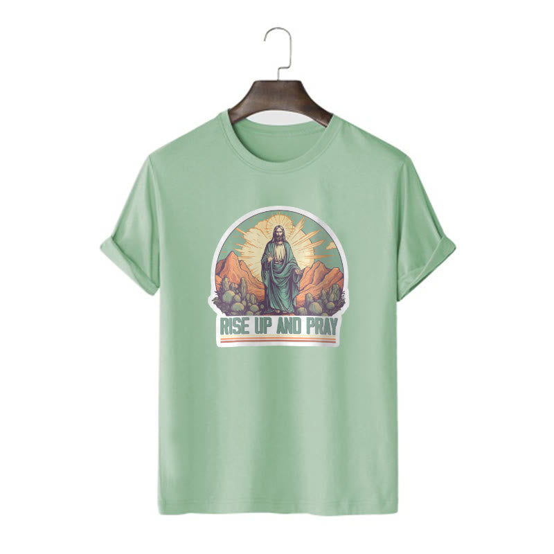Christianartworkshop Classic Style Rise Up and Pray Short Sleeve T-shirt