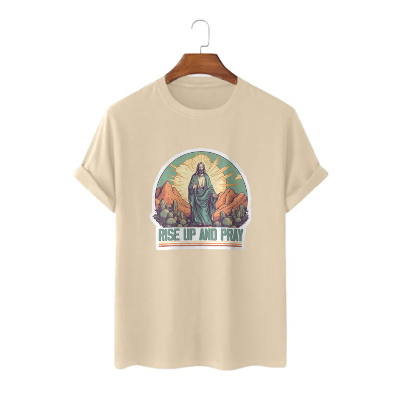 Christianartworkshop Classic Style Rise Up and Pray Short Sleeve T-shirt