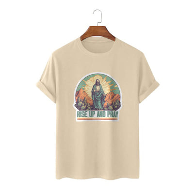 Christianartworkshop Classic Style Rise Up and Pray Short Sleeve T-shirt