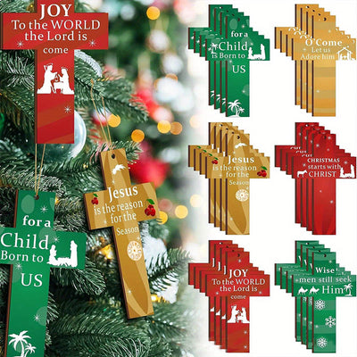 Christianartworkshop Modern Style Cross Shaped Love Jesus Christmas Faith-Inspired Hanging Ornaments