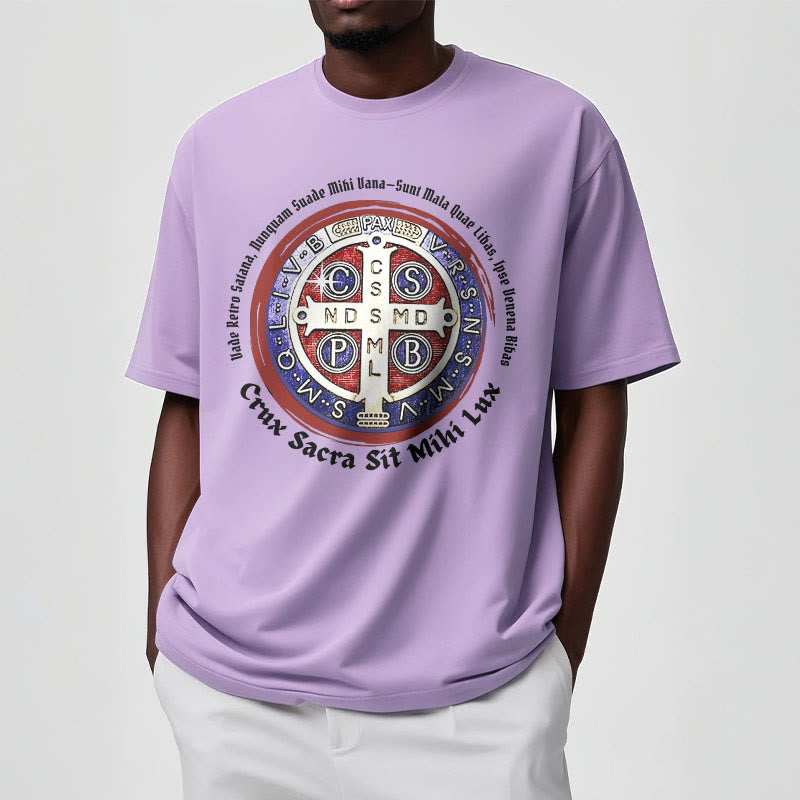 Christianartworkshop Classic Style Saint Benedict Medal Short Sleeve T-shirt