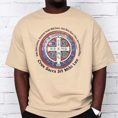 Christianartworkshop Classic Style Saint Benedict Medal Short Sleeve T-shirt
