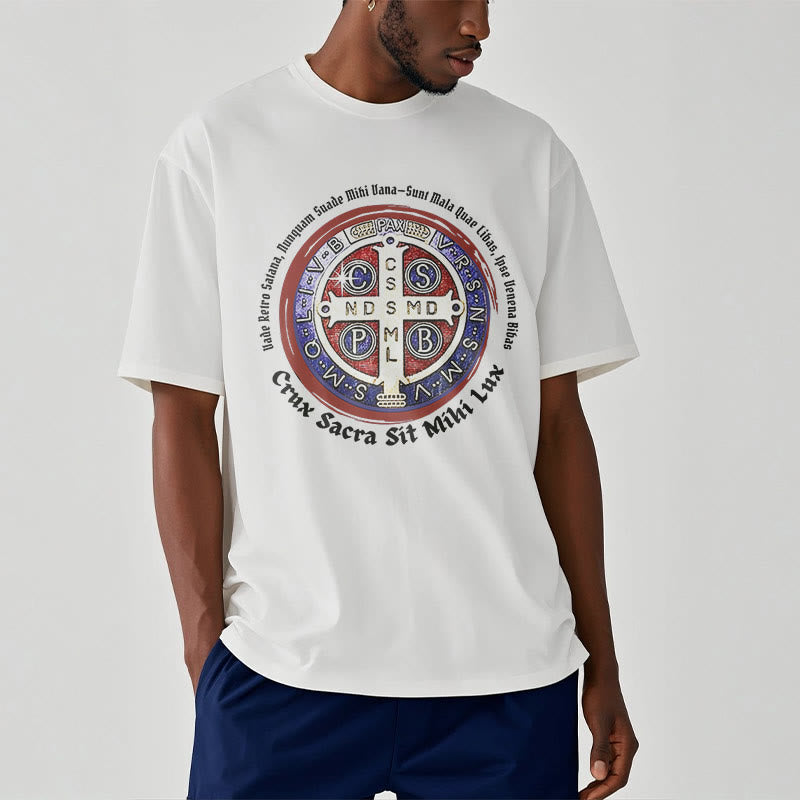 Christianartworkshop Classic Style Saint Benedict Medal Short Sleeve T-shirt