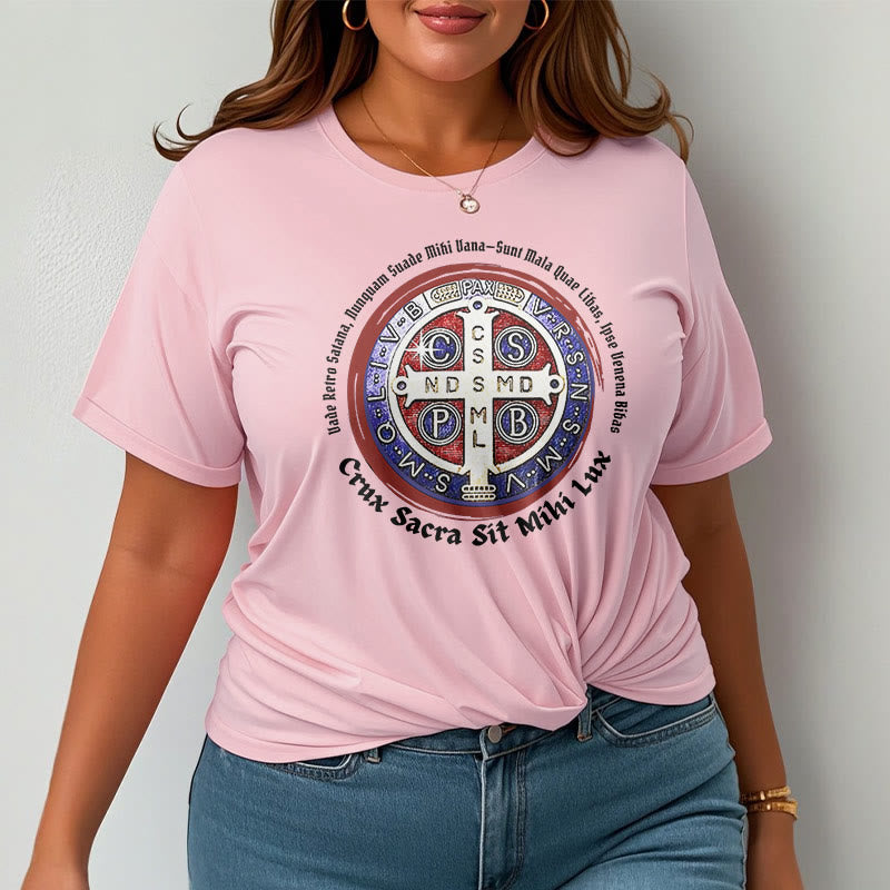 Christianartworkshop Classic Style Saint Benedict Medal Short Sleeve T-shirt