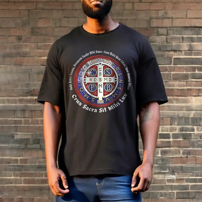 Christianartworkshop Classic Style Saint Benedict Medal Short Sleeve T-shirt
