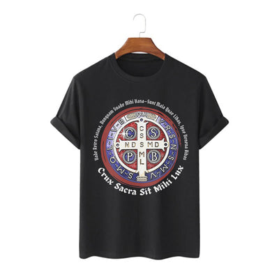 Christianartworkshop Classic Style Saint Benedict Medal Short Sleeve T-shirt