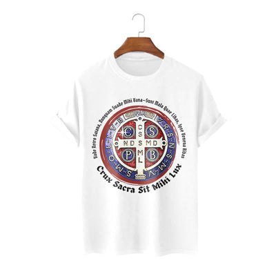 Christianartworkshop Classic Style Saint Benedict Medal Short Sleeve T-shirt