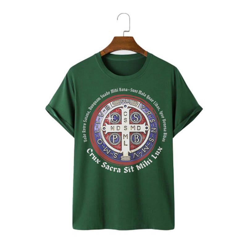 Christianartworkshop Classic Style Saint Benedict Medal Short Sleeve T-shirt