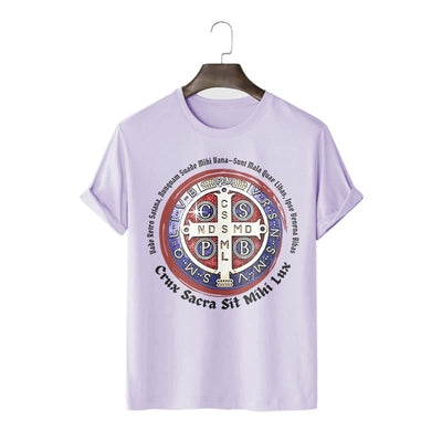 Christianartworkshop Classic Style Saint Benedict Medal Short Sleeve T-shirt