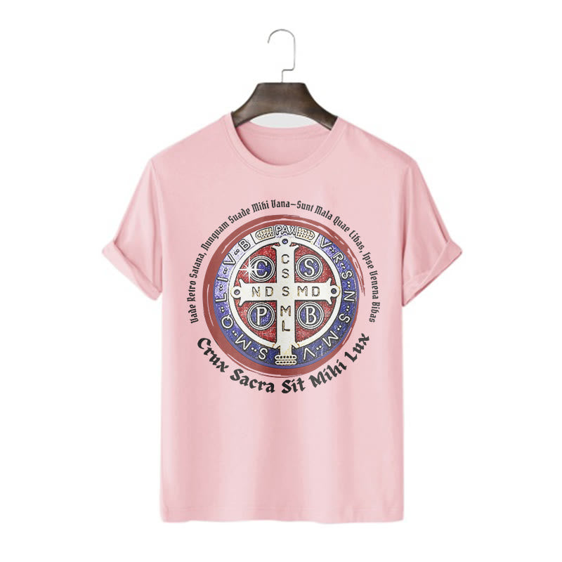Christianartworkshop Classic Style Saint Benedict Medal Short Sleeve T-shirt