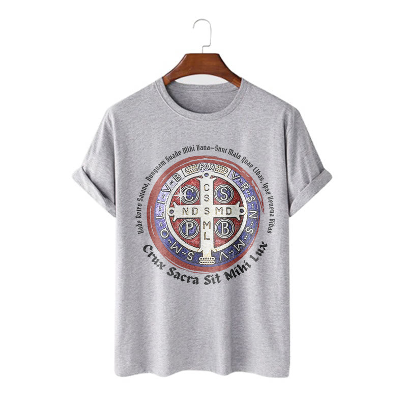 Christianartworkshop Classic Style Saint Benedict Medal Short Sleeve T-shirt