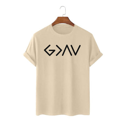 Christianartworkshop Minimalist Style Faith-Inspired God Is Greater Short Sleeve T-shirt