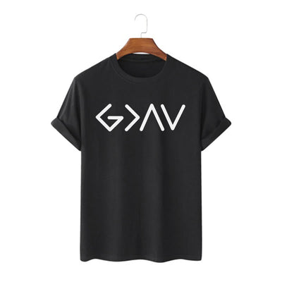 Christianartworkshop Minimalist Style Faith-Inspired God Is Greater Short Sleeve T-shirt