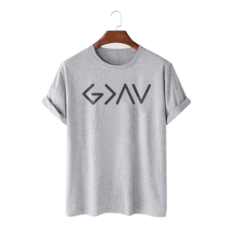 Christianartworkshop Minimalist Style Faith-Inspired God Is Greater Short Sleeve T-shirt