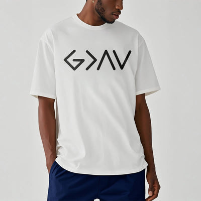 Christianartworkshop Minimalist Style Faith-Inspired God Is Greater Short Sleeve T-shirt