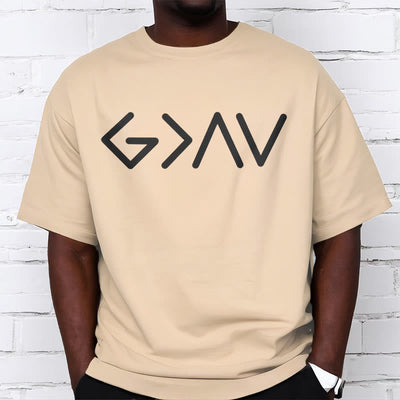 Christianartworkshop Minimalist Style Faith-Inspired God Is Greater Short Sleeve T-shirt