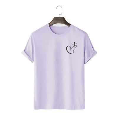 Christianartworkshop Minimalist Style Blessed Heart And Cross Short Sleeve T-shirt