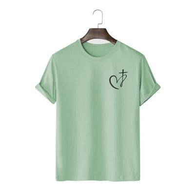 Christianartworkshop Minimalist Style Blessed Heart And Cross Short Sleeve T-shirt