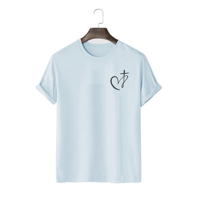 Christianartworkshop Minimalist Style Blessed Heart And Cross Short Sleeve T-shirt
