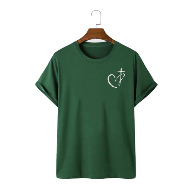 Christianartworkshop Minimalist Style Blessed Heart And Cross Short Sleeve T-shirt