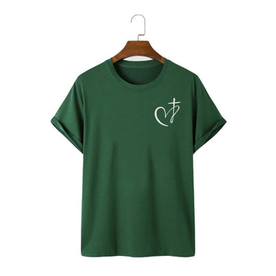 Christianartworkshop Minimalist Style Blessed Heart And Cross Short Sleeve T-shirt
