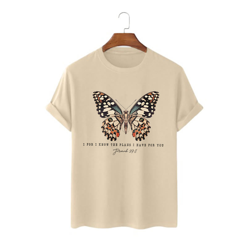 Christianartworkshop Modern Style Quote Butterfly Jeremiah 29:11 Short Sleeve T-shirt